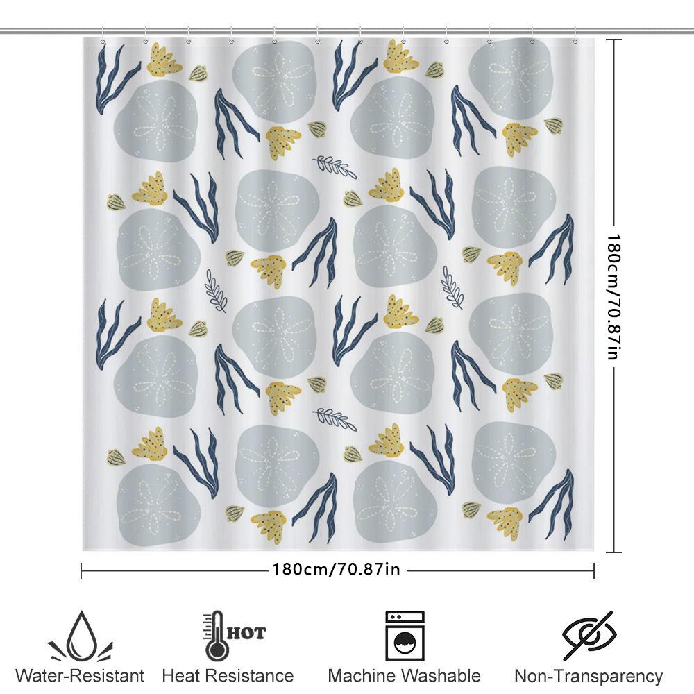 Ocean Oasis: Coastal Sand Dollar and Coral Shower Curtain for a Fresh and Nature-Inspired Bathroom Décor