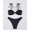 Dots Print Mini Swimwear Bikini Swimsuit Women's Halter Tube Top Bandage Thong Bikini Set Push Up Sexy Bathing Suits for Women