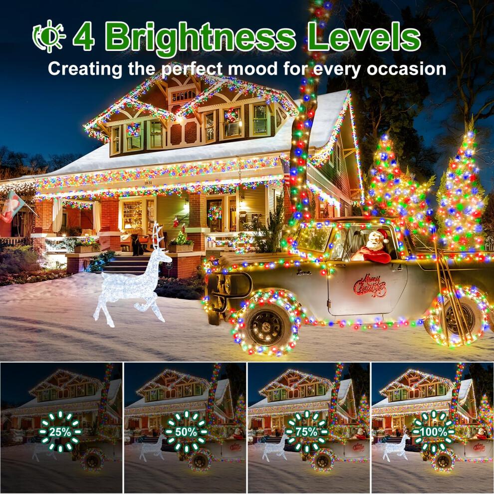 Longgoearn 60M 500 LED Outdoor Fairy Lights, Christmas Tree Lights Plug in 8 Modes Remote Control Mains Powered Waterproof String Lights for Garden,