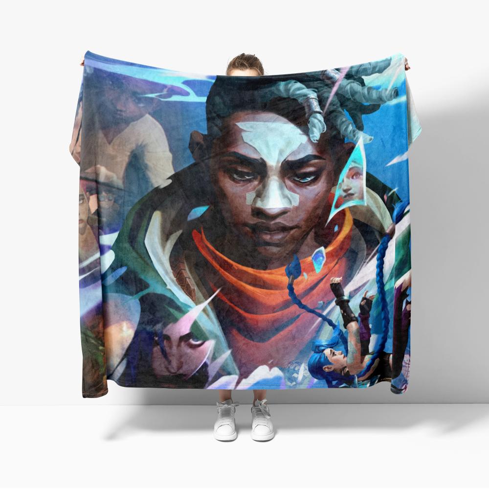 Jinx Arcane Season Flannel Blanket Ekko Anime Blanket Cozy Soft Lightweight Warm 30x40inch 40x50inch for Couch Sofa Bed
