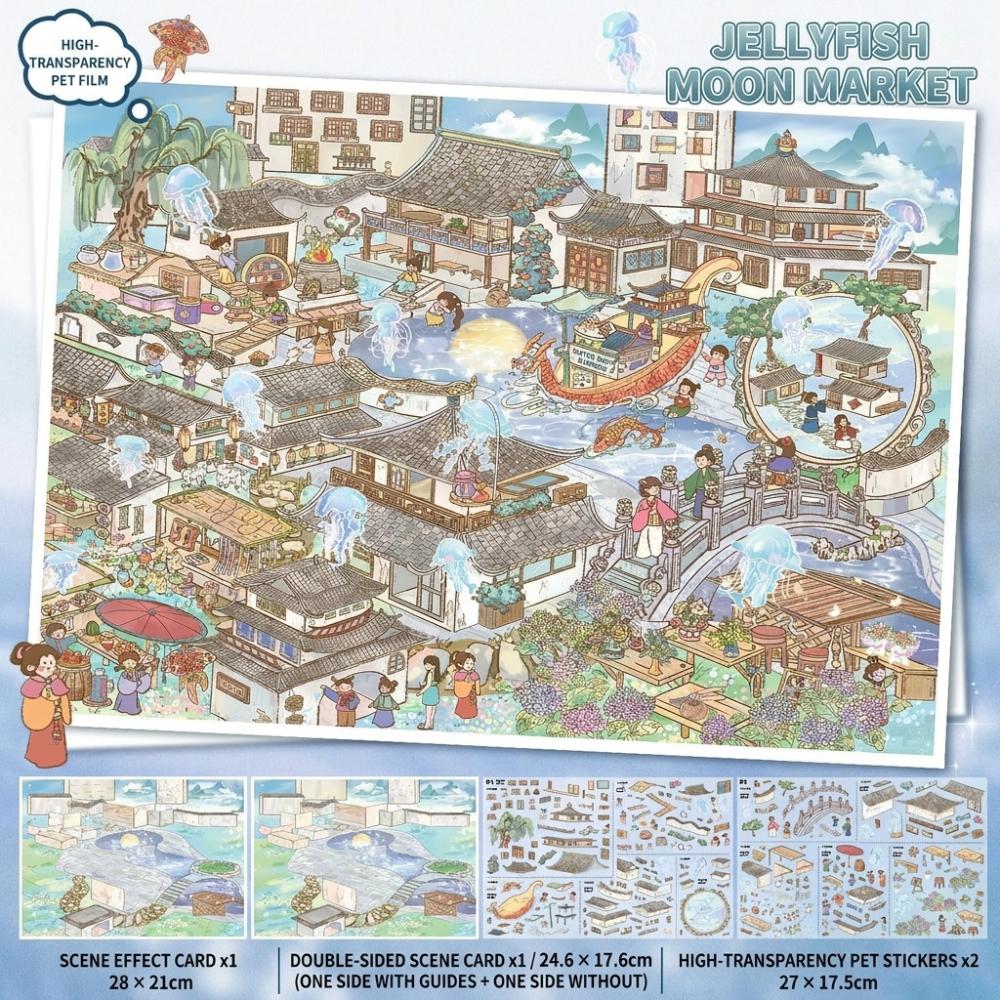 PET Miniature Landscapes Stickers Collection 3D Miniature Scene Collage  Children Activity A