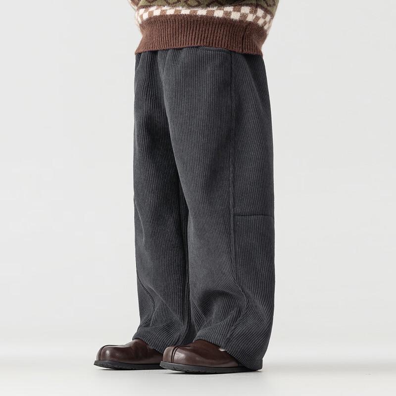 Boys' Fleece-Lined Corduroy Wide-Leg Casual Pants