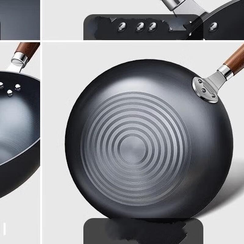 Wutuo 32CM Flat-Bottom Iron Wok with Lid & Spatula