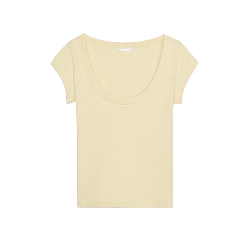 Spring New Women clothes American Style Gyaru Cotton Blended round Neck Super Short sleeve Basic Top 4174320