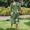 Women Floral Maxi Dress Summer Casual Short Sleeve Dress Sundress V-Neck Long Dresses With Pockets Beach Vacation