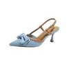Baotou Sandals Women's 2025 New Summer with Skirt Bow Shallow Mouth Single Shoes Pointed Stiletto High Heels