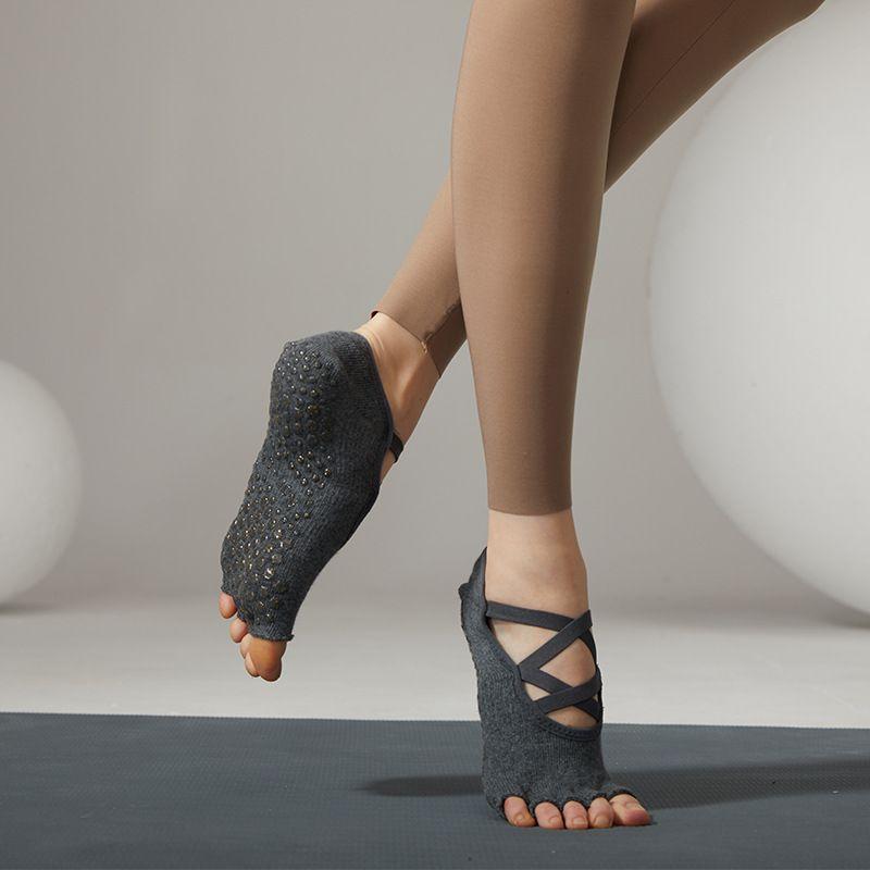 

Yoga Socks Pilates Toe Socks Professional Summer Non Slip Silicone Female Yoga Socks Fitness Sports Dedicated Non-Slip Socks Dark gray