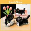 Entzückender Original Böse Grinsende Kuh Katze Plüsch Schlüsselanhänger Niedliches Schwarzes Katze Accessoire Geschenk