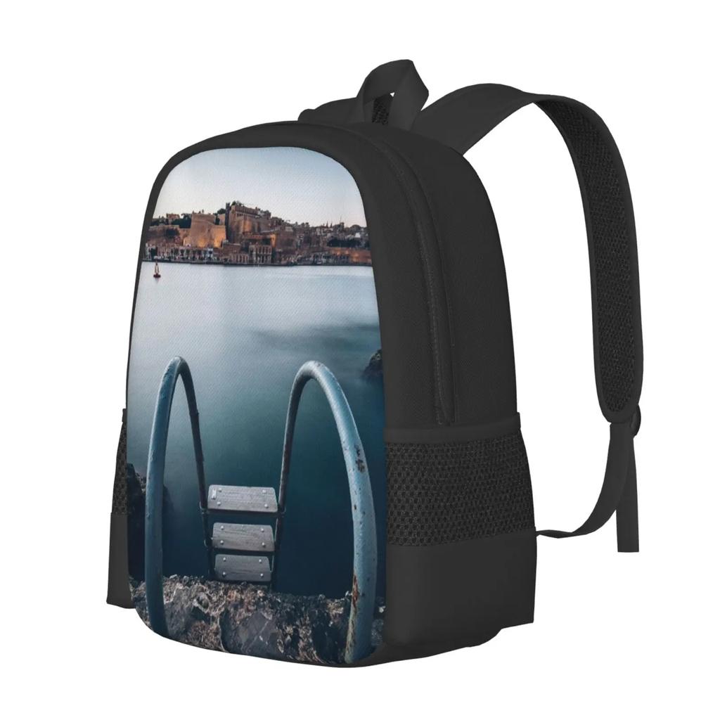 Valletta, Malta Hot Sale Schoolbag Backpack Fashion Bags Senglea Malta Travel Trip Tourism Sunset Cityscape Architecture Tower