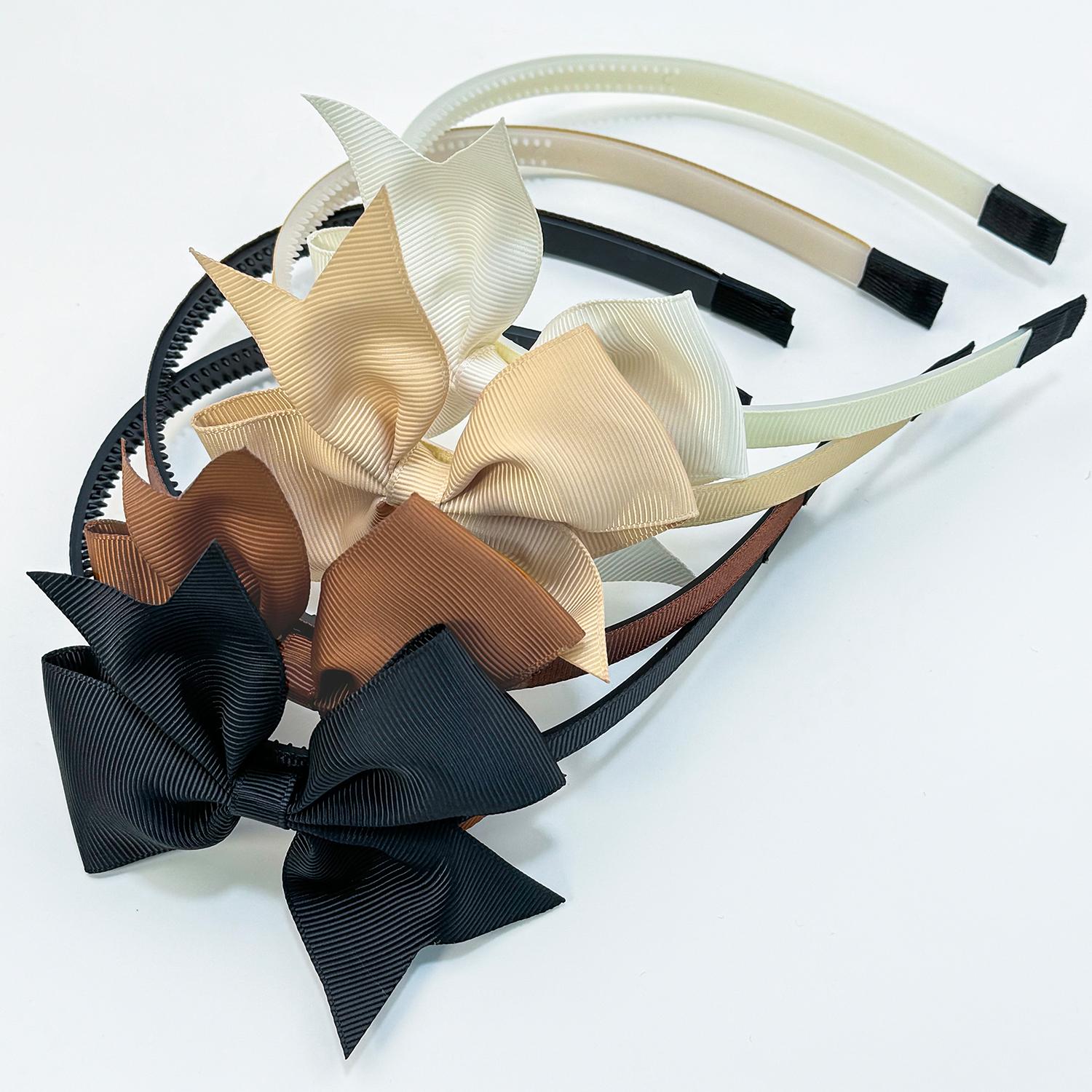 

4PCS Grosgrain Ribbon Hair Bows Headbands 3.5 Bows Plastic Teeth Hairbands Girls Headbands Children Kids Hair Accessories