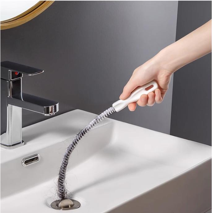 Drain Cleaning Brush 60cm Flexible Hair Clog Remover Tool Sink Pipe Cleaning Brush with Handle for Bathroom Kitchen Drain Maintenance