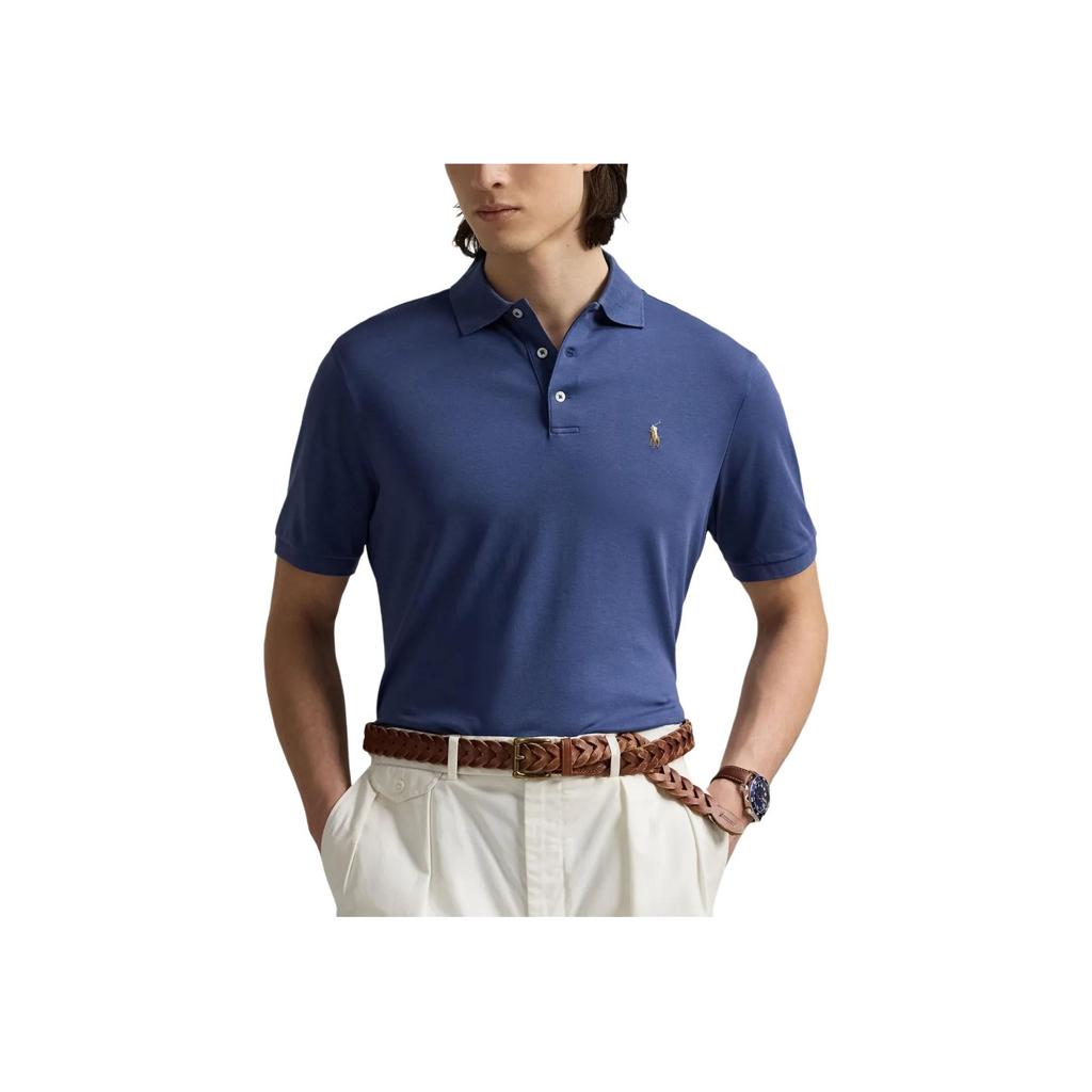 Polo Ralph Lauren Solid Color Small Pony Embroidered Casual Plain Short Sleeve Polo Shirt Men Tops Gray Blue 710870645-013