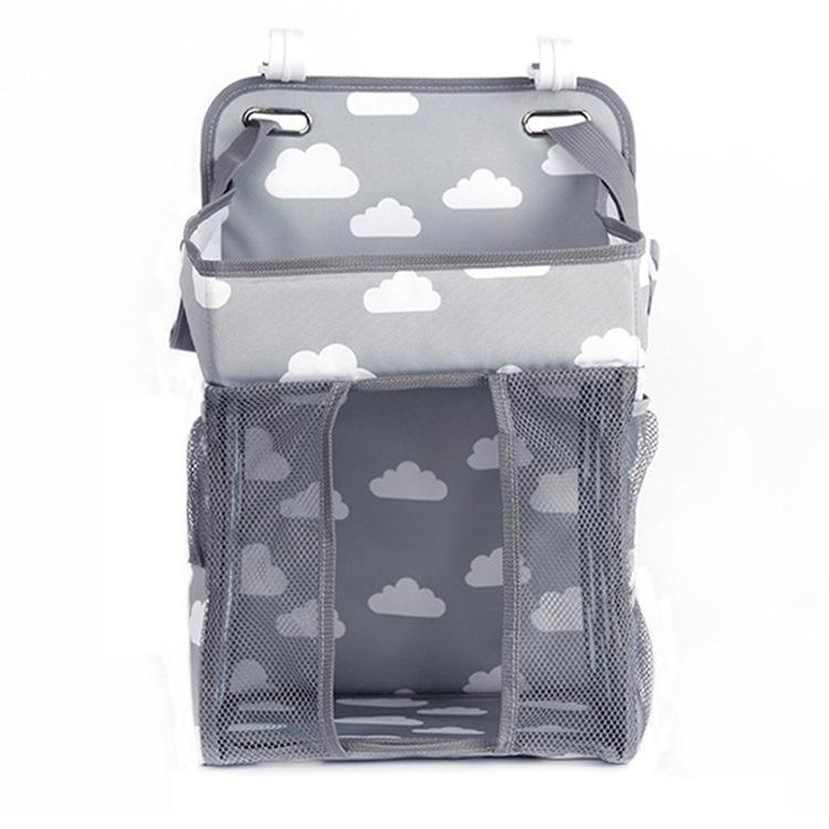 

Baby Bedside Storage Hanging Bag Multifunctional Foldable Diaper Toy Storage Storage Bag Storage Hanging Bag 28x20x42cm сірий колір