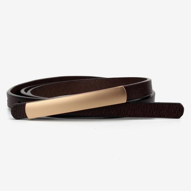 Retro Women's Thin Black Genuine Leather Waist Belt - Versatile Fashion Accessory for Dresses and Skirts