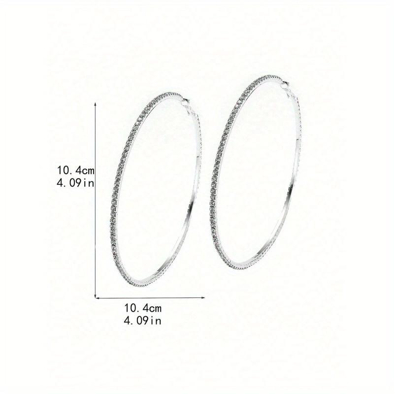 1 Pair Unique Exaggerated Large Hoop Earrings for Women, Fashionable Rhinestone Embellished Big Circular Ear Rings