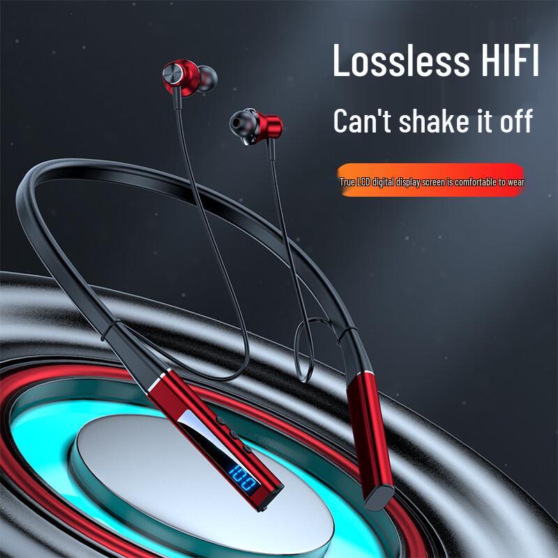 5.3 Wireless Bluetooth Neckband Earphones - High-Quality Sound, Low Latency, Digital Display, Perfect for Gaming