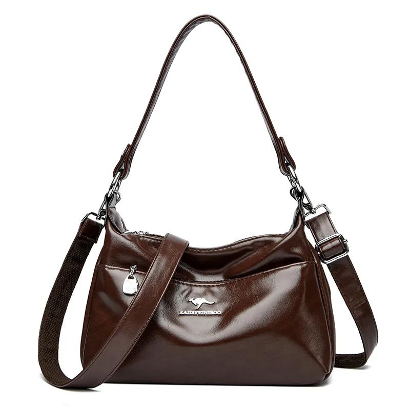 New Vintage Luxury Women's Bag Solid Color Fashionable Bags Shoulder Bags High Quality Oil Leather Tote Bags Wallet Bag