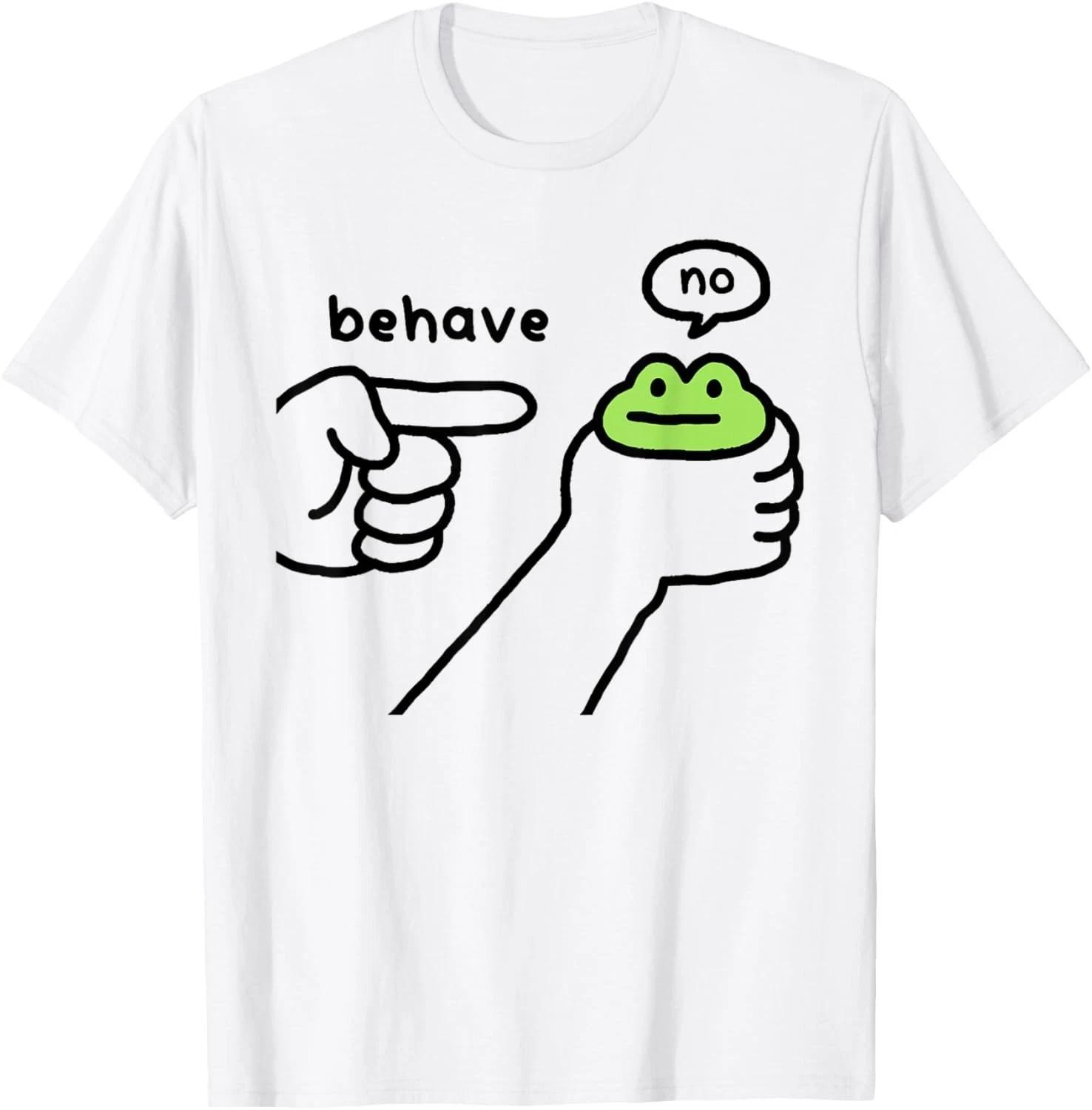 Dishonest Frog Funny Frog Meme Behave No Cartoon Design T-Shirt unisex T-Shirt 2XL