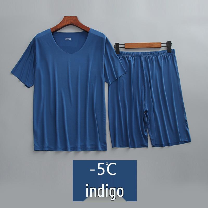 

Ice Silk Men s Summer Pajama Set: Short Sleeve, Loose Fit, Plus Size with Mid-Length Shorts, Suitable for Outdoor Wear 5XL [Recommended 90-100 kg]