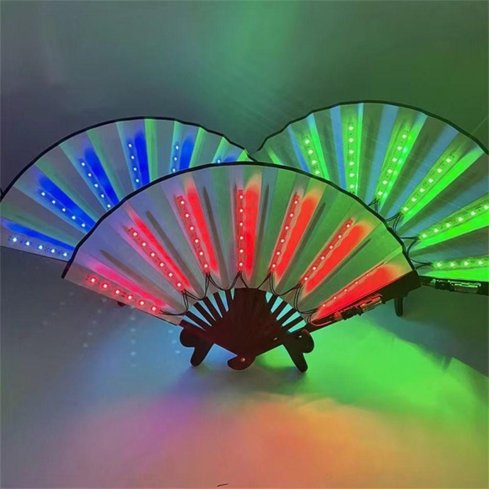 Portable Dancing Light Fan Creative Glowing Hand Fan LED Luminous Fan  Rave Festival