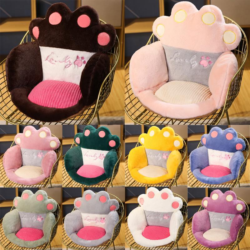 Cat Bear Paw Plush Seat Cushion Indoor Floor Stuffed Sofa Colorful Animal Decor Pillow Thick Stool Butt Office Cushion 2 Size