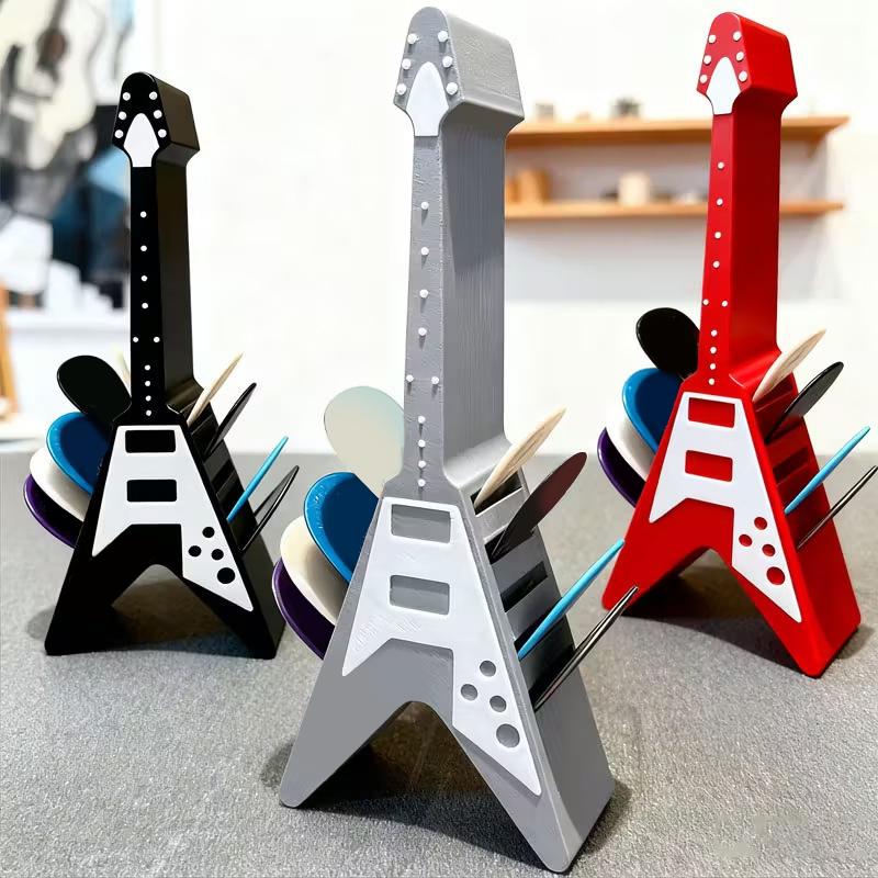 10-Slot Guitar Pick Holder Guitar Shape Plastic Guitar Pick Organizer Space-Saving For Electric, Acoustic, Classical Guitars