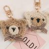 Bowtie Bear Keychain Handmade Wool-Woven Bear Key Ring Earphone Pendant-Decoration Cute Knitted Animal Keyring for Women