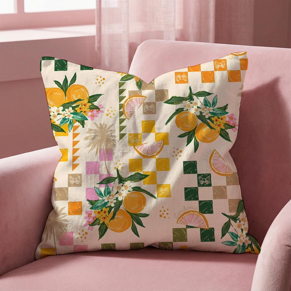 Tropical Fruit Texture Cushion Cover MultiScene Pillow Cover for Home Car Reversible Soft Durable for Daily Use