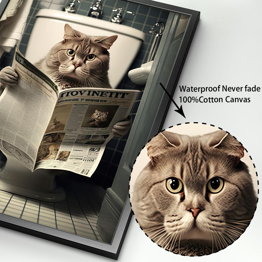 Funny Bathroom Wall Decor Animals Sitting On The Toilet Reading A Newspaper Poster Elephant Lion Rhino Art Print Canvas Painting
