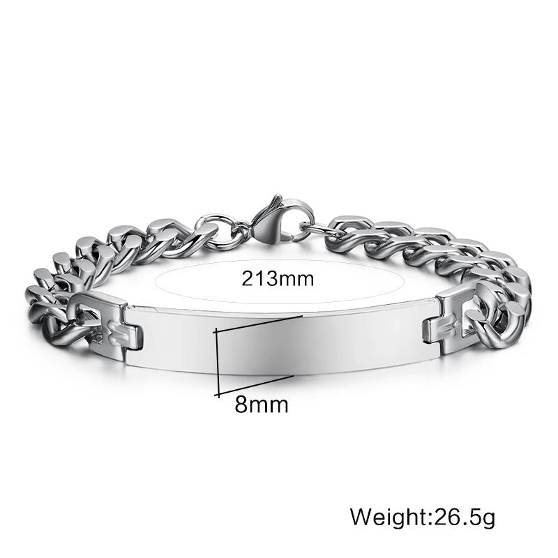 Vnox Stainless Steel ID Bracelet for Men Custom Name Birthday Gift Party Jewelry 8.2 inchs