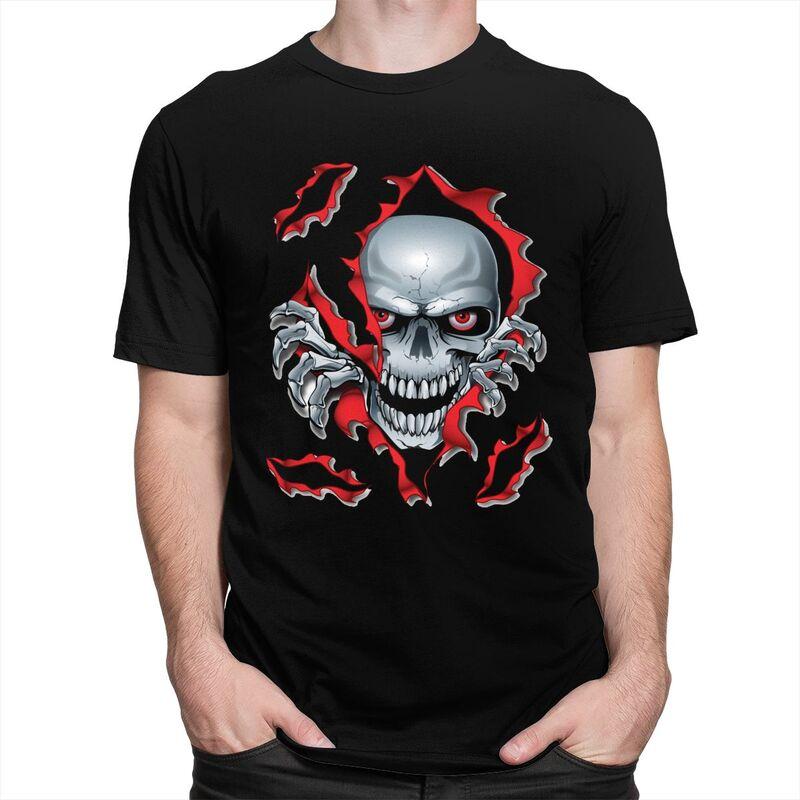 Custom Rip Skull T Shirts Men 100 Cotton Tee Tops Gothic Skeleton Tshirt Fashion Tshirt Clothes