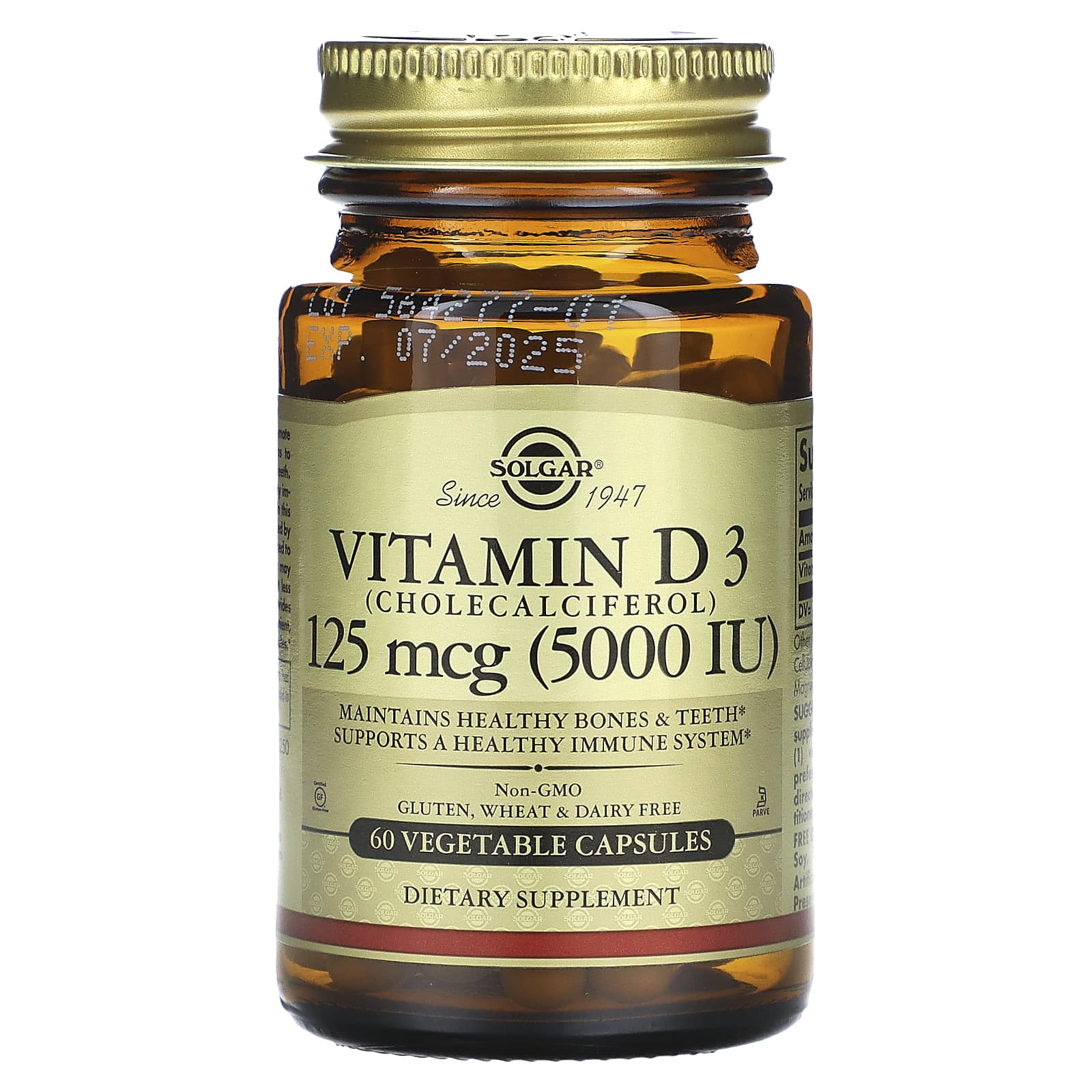 

Solgar, Vitamin D3, 5,000 IU, 60 veggie capsules