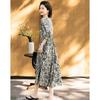 Demana Women's Retro Printed Satin Midi Dress