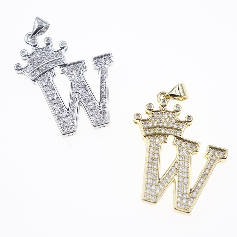 26 English Letters Women'S Letters Crown Pendant Necklace Zircon Pendant Jewelry
