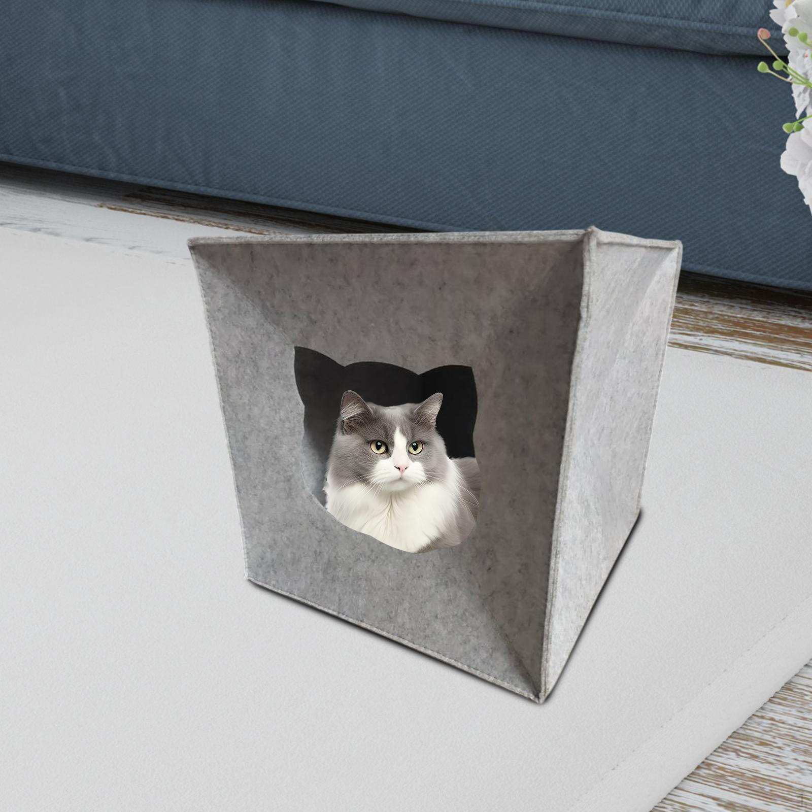 

Убежище для кошек, крытая кровать, складной уютный домик-пещера из фетра для котят породы померанский шпиц light gray Cat mouth