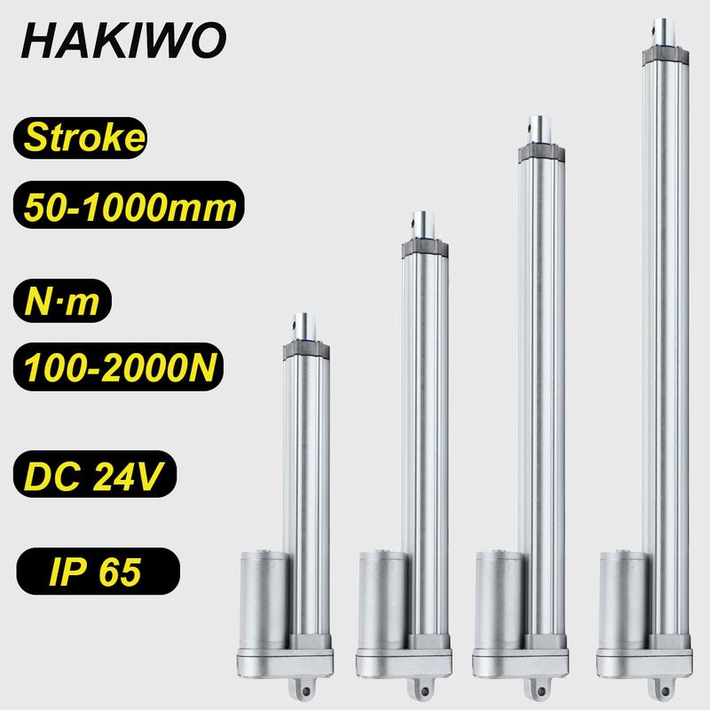 HAKIWO 24V IP65 Waterproof Linear Actuator 2000N 50mm 400mm 600mm 800mm 1000mm Stroke Solar Tracker Motorisation of Door 160mm/s 24V