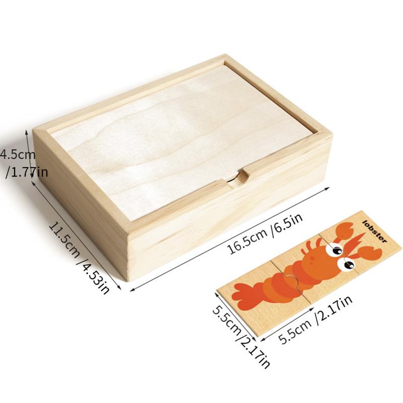 Zrób to sam Kreskówkowe zwierzę Puzzle Słowo Zwierzę Poznanie Dopasowywanie Montessori Zabawki edukacyjne Dla Dzieci Dzieci