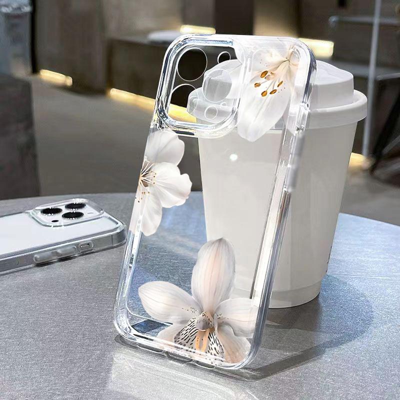 Phone Case for iPhone 11 12 13 14 15 16 17 Pro Max XS X XR 7 8 Plus 16E 17 Air Fashionable And Exquisite White Lily Flower Cover