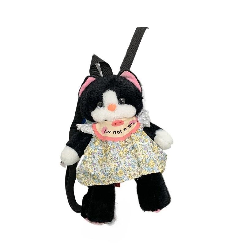 

Кавайная плюшевая сумка-рюкзак в виде кошки, имитация черного кота, плюшевая игрушка-кукла, модная женская сумка через плечо, рождественский подарок чёрный