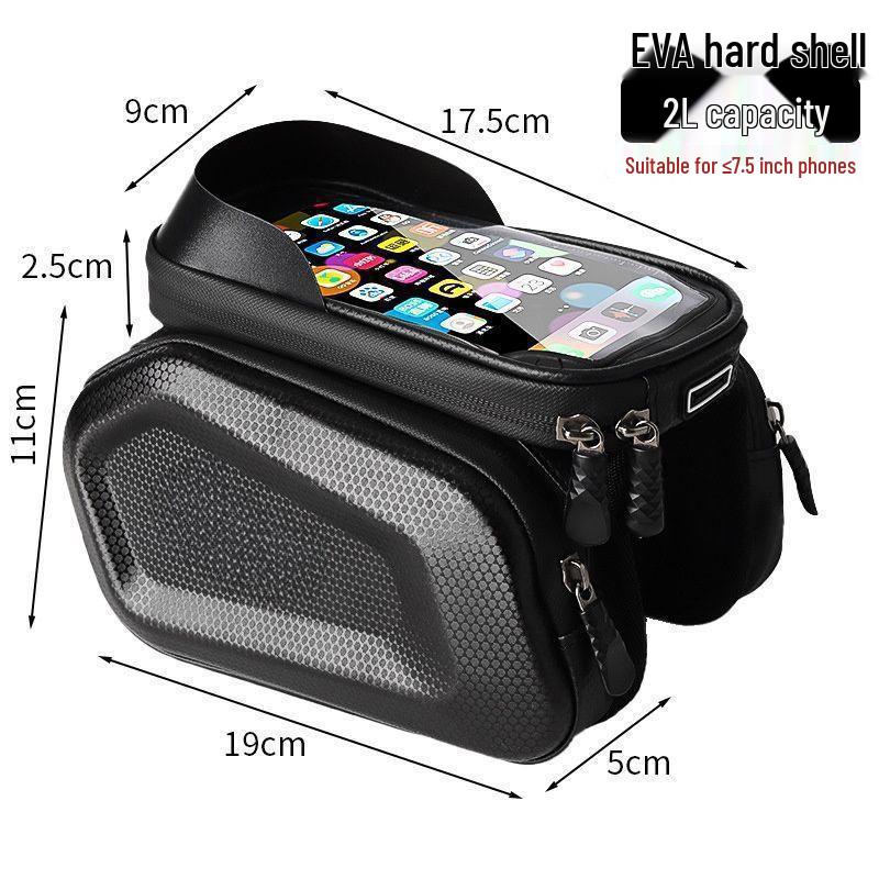Waterproof Bicycle Top Tube Bag with Mobile Phone Holder and Saddle Storage