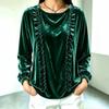 Women's Fashion Color Long Sleeve Ruffle Trim Top for Casual Everyday Wear