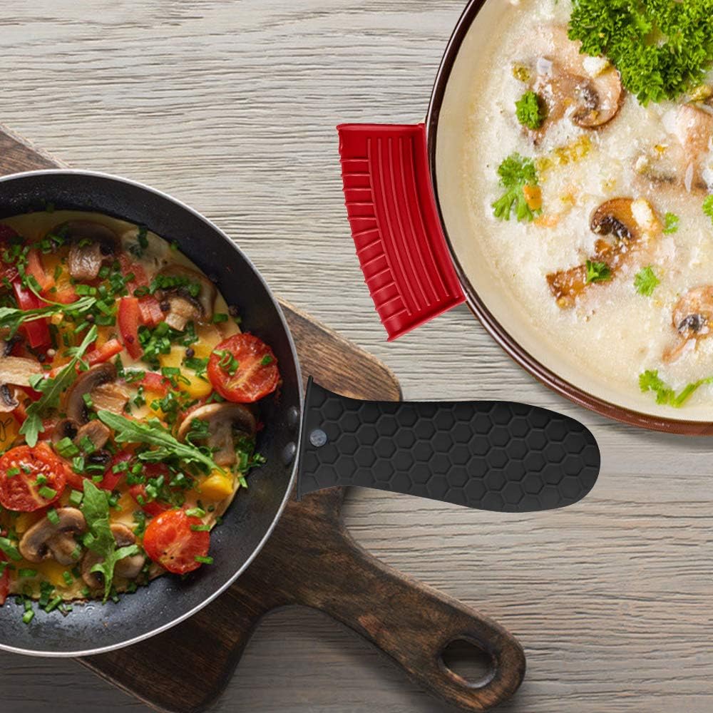 8 Pack Cast Iron Handle Cover, Silicone Hot Handle Holder, Assist Handle Holder, Non-Slip Pot Holder Sleeve, Pot Handle Covers Heat Resistant