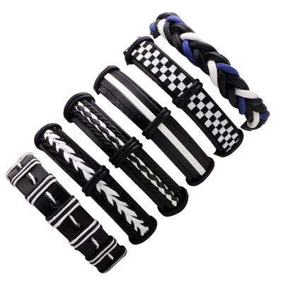 6 Stück/Set Stilvolles Retro Punk Webarmband Unisex Kreative Mehrlagige Handkette