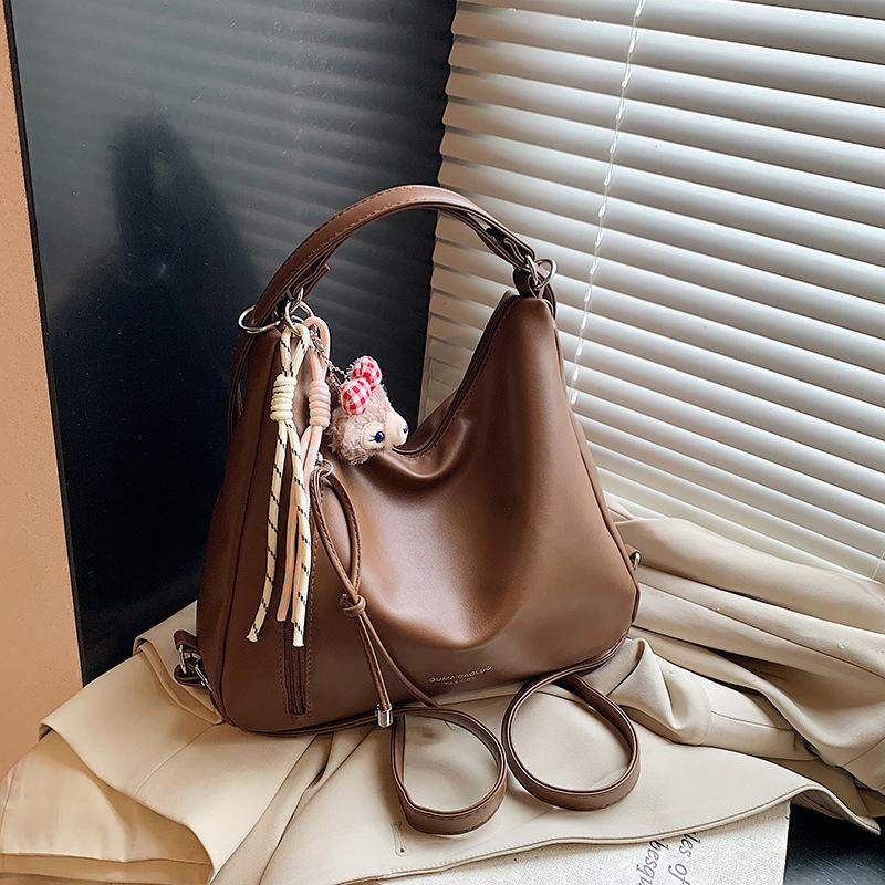 

Вместительная сумка-тоут для поездок на работу, женская новая нишевая дизайнерская сумка через плечо, многофункциональный повседневный рюкзак коричневый