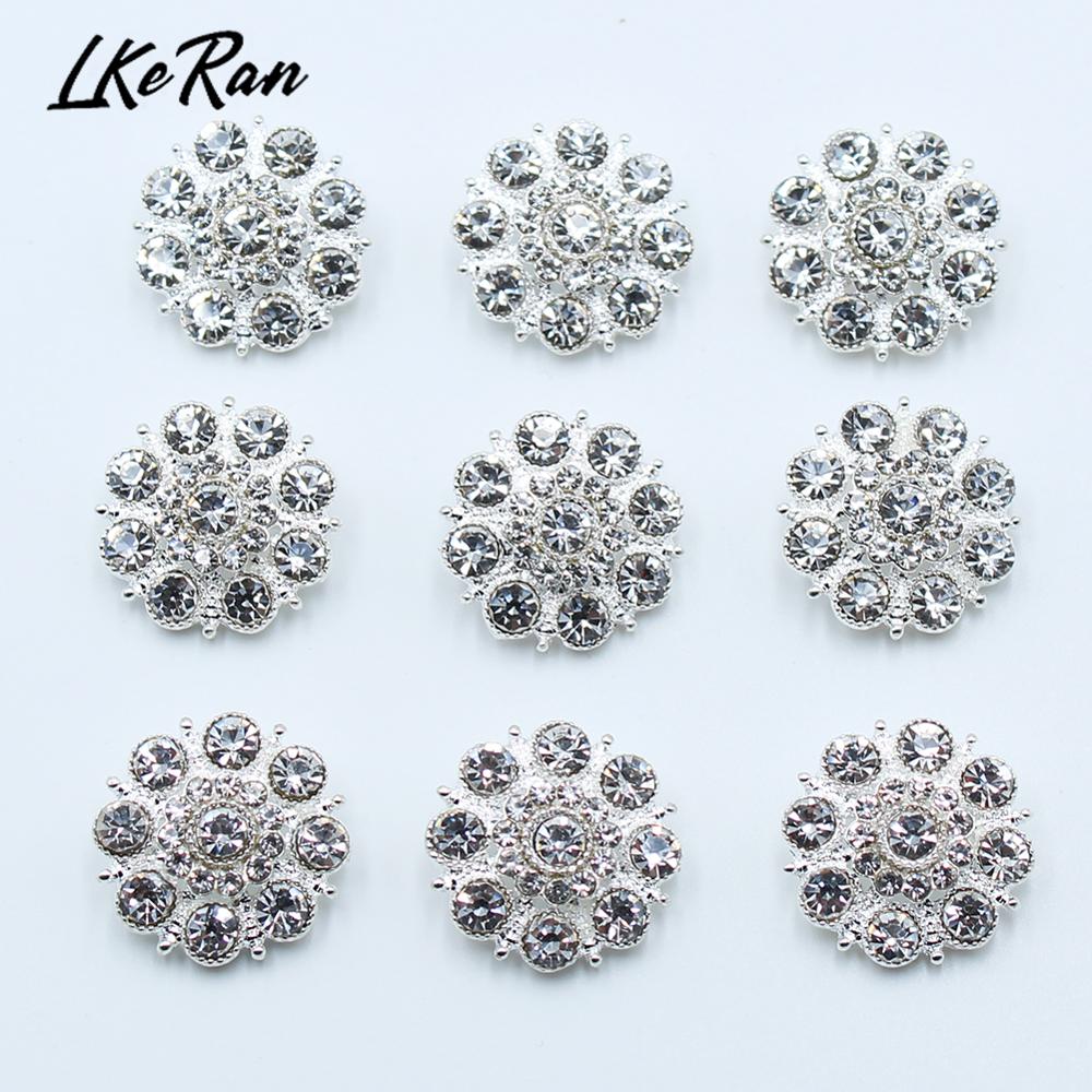 New 10Pcs 20MM Diamond Rhinestone Buttons Alloy Shank Base For DIY Sewing Accessories Handcraft Wedding Decorations
