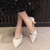 Summer sandals temperament Mary Jane shoes shallow mouth pointed head gentle small fragrant wind small leather shoes
