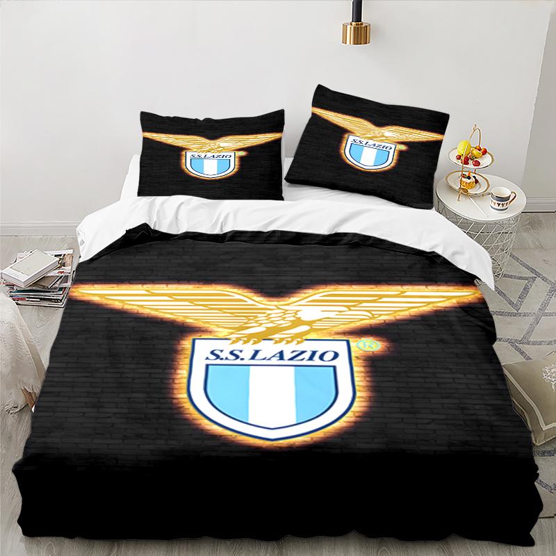 3PCS Lazio Football Crest Bedding set,Ideal For1pc Duvet Cover And 2pcs Pillowcases Perfect for Christmas gift,Ideal for Bedroom, Dormitory