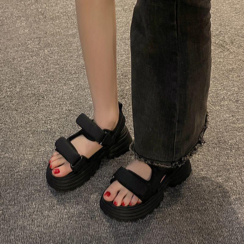 Sports Sandals Women 2025 New Internet Celebrity Muffin with Velcro Casual Wear Velcro Beach Shoes Women