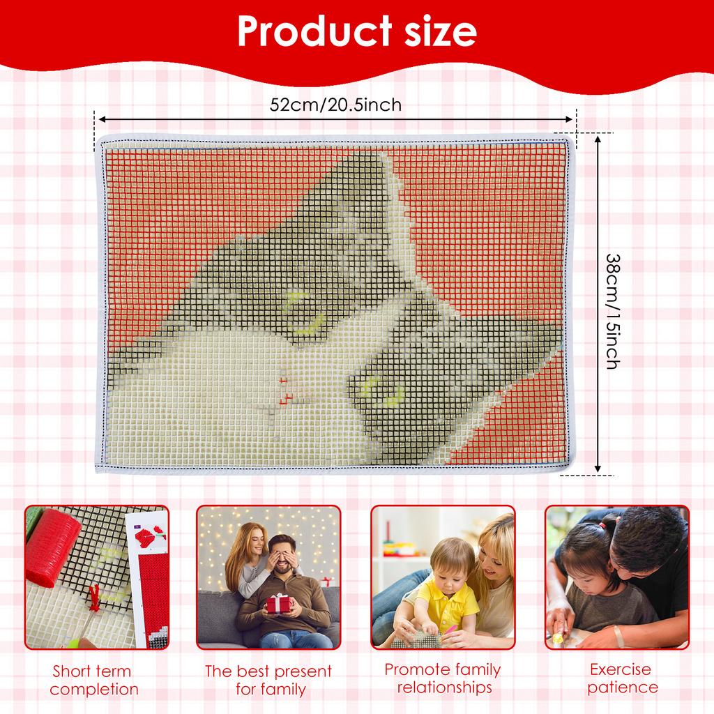 Animal Cat Style Latch Hook Rug Kit Pre Printed Bright Color Latch Carpet Making Kit for Adults Kids Beginners