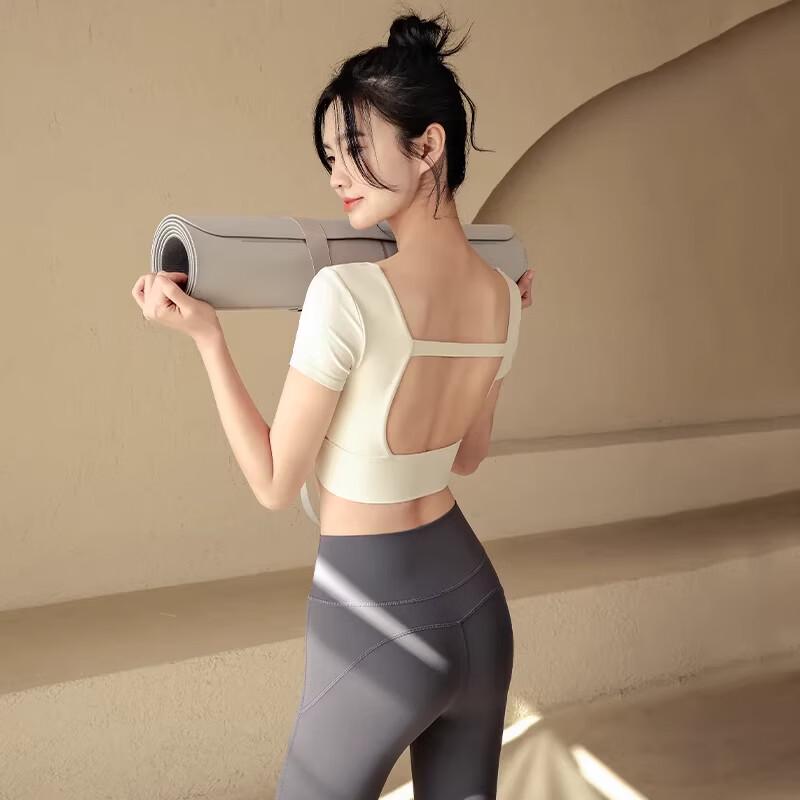 ACKDCS Women's Short Sleeve Crop Top for Yoga & Running